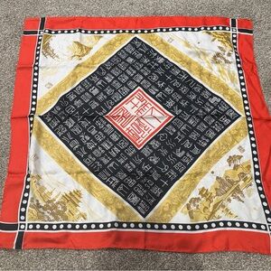 Elegant Red and Gold Silk Scarf